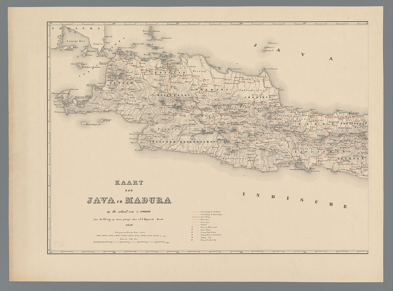 Map of Java and Madura, 1850