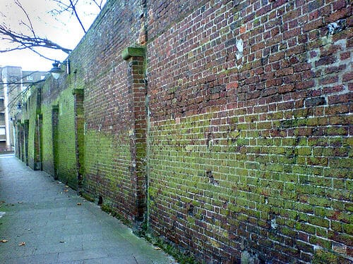 The surviving wall of the Marshalsea debtors prison