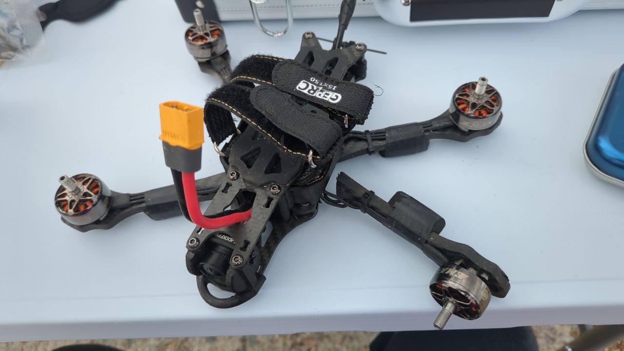 The FPV drone after the signal-loss crash